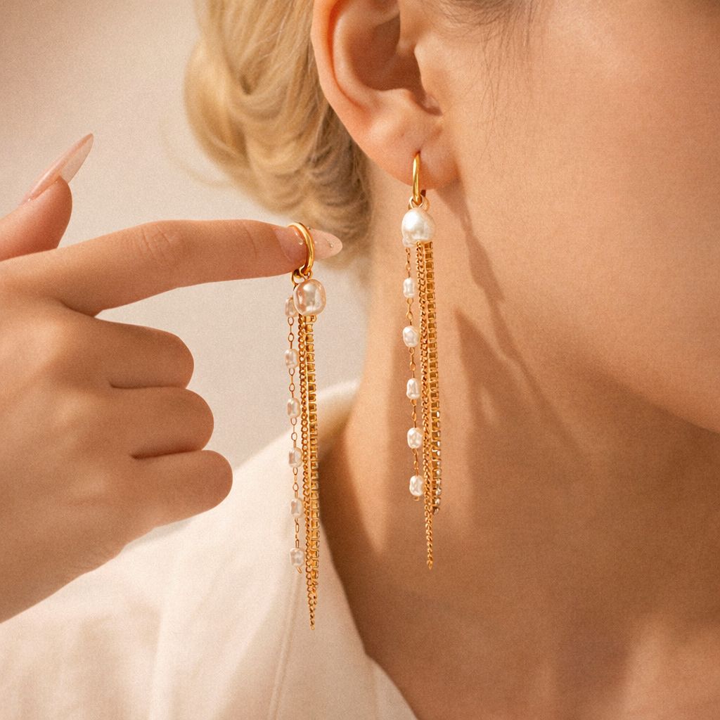 Pearl Chain Earrings
