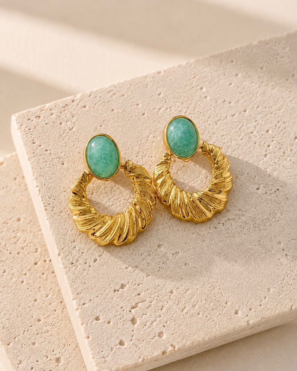 Jade Twist Hoops