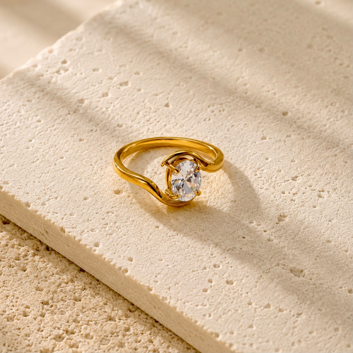 Wave Solitaire Ring