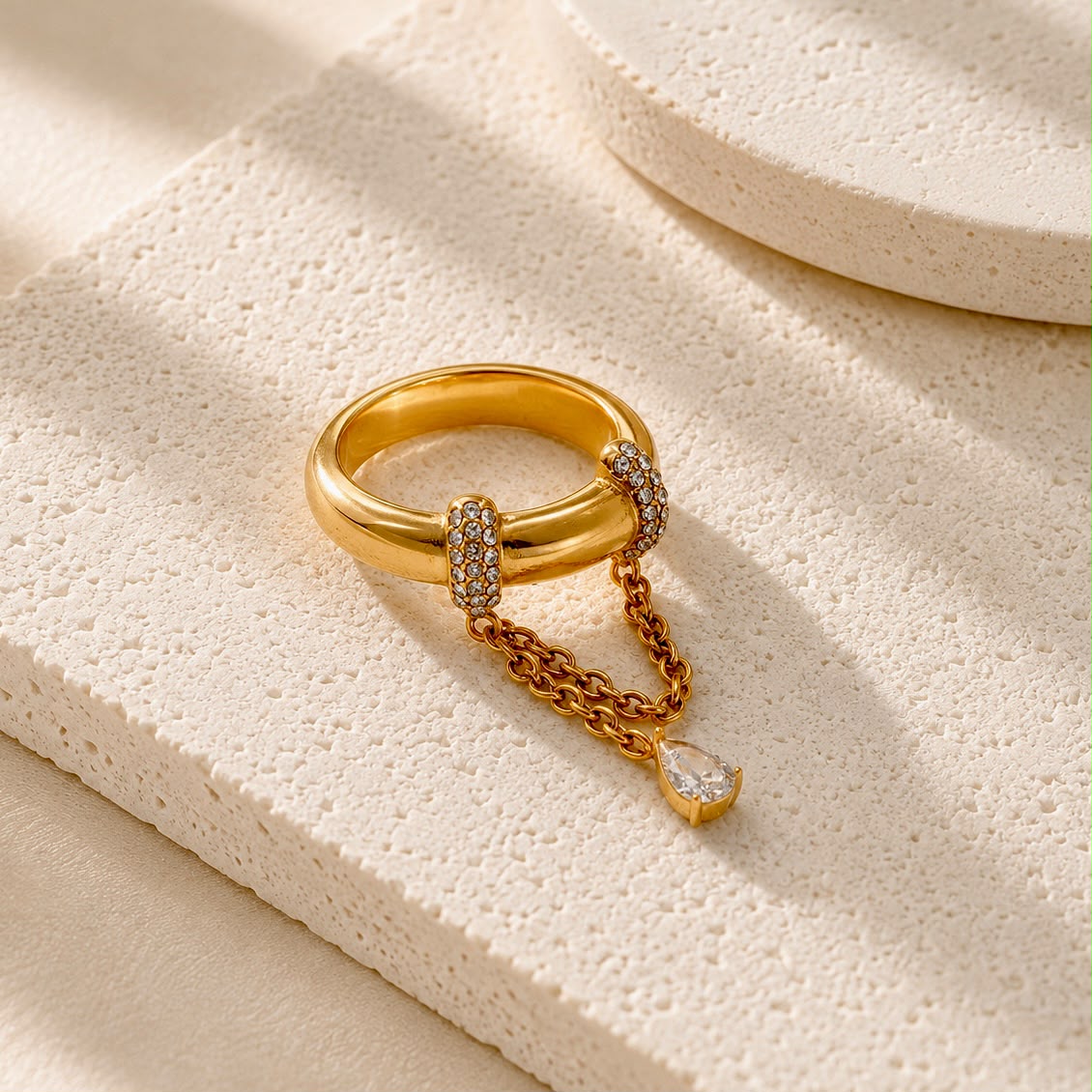 Chain Drop Pave Ring