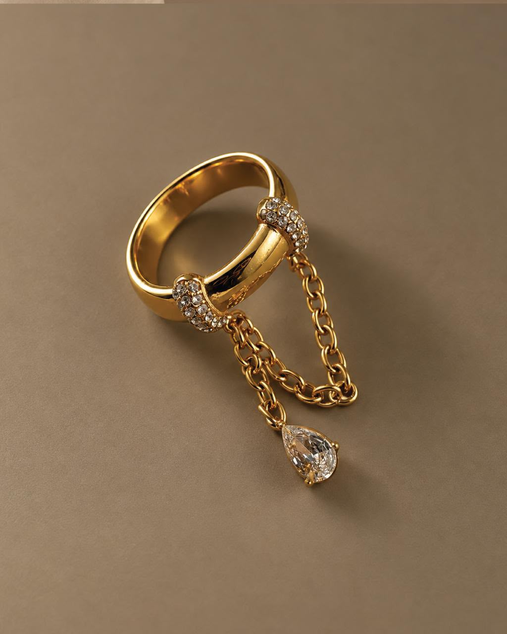 Chain Drop Pave Ring