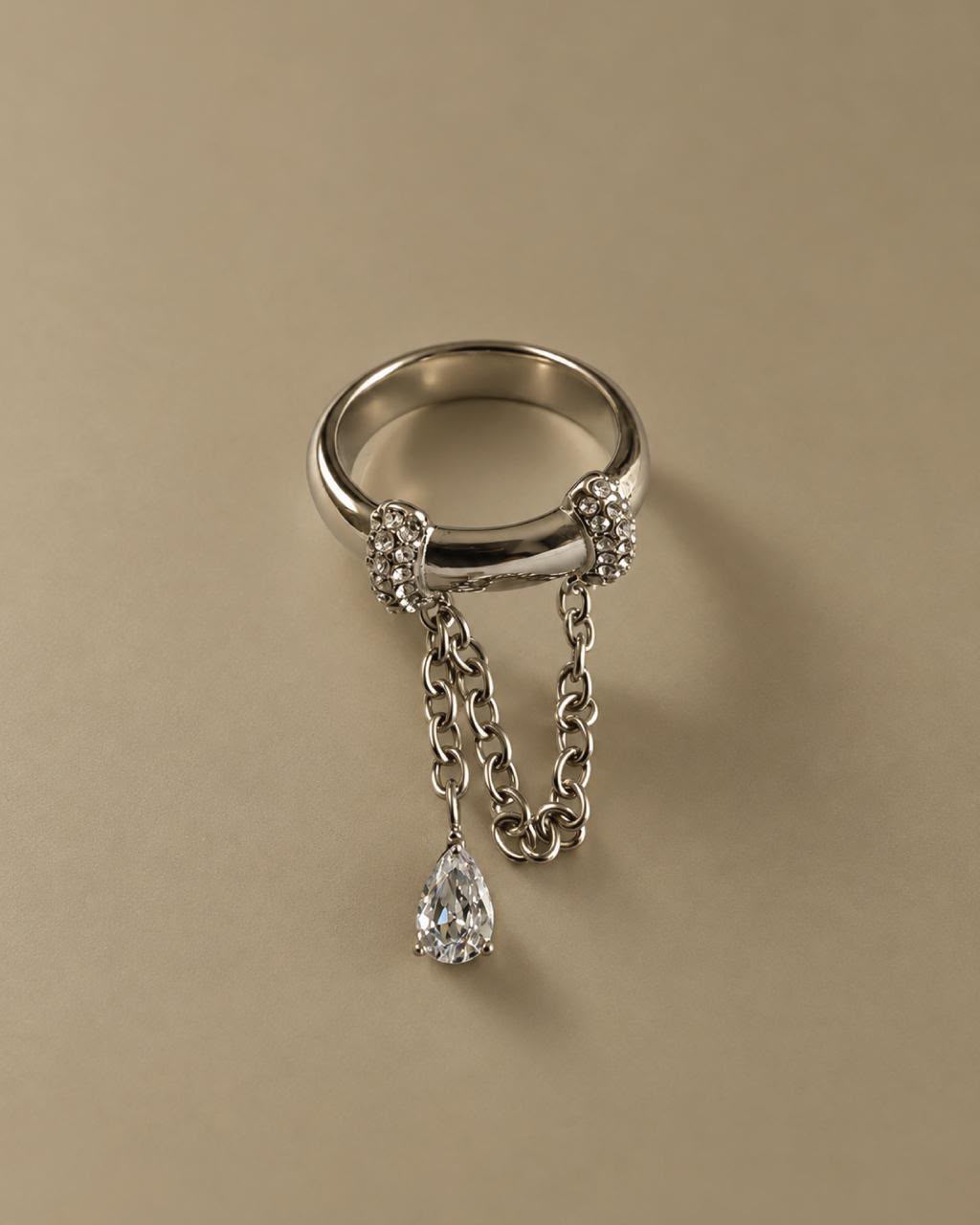 Chain Drop Pave Ring