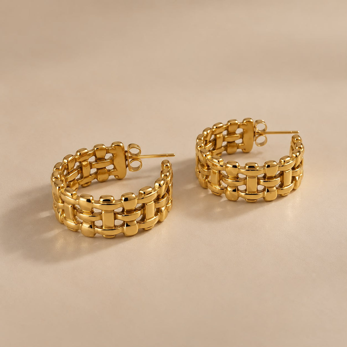 Woven Chain Hoop Earrings